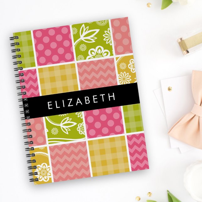 Agenda Zigzag, Chevron, Bolinhas, Gingham, Seu Nome (Criador carregado)