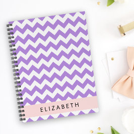 Agenda Zigzag Roxo, Chevron Roxo, Seu Nome