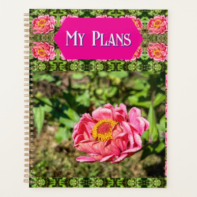 Agenda Zinnia Rosa Com Tapete Amarelo (Frente)