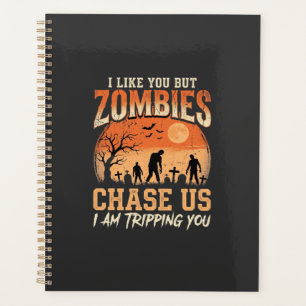 Agenda Zombies Engraçados Desenho de Perseguição de Hallo