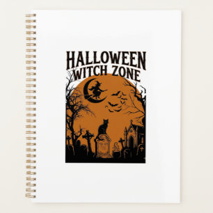 Agenda Zona de Bruxa de Halloween Cemitério de Gato Preto