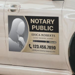 Agente de Assinatura de Empréstimo Público Notário<br><div class="desc">Agente de Assinatura de Empréstimo Público Notário Magnet de Carro de Foto Preto e Dourado Moderno</div>