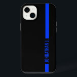 Agente de Linha Azul Thin | Nome Em Stripe<br><div class="desc">Apresentando uma aparência inteligente, mas mínima, que virará cabeças, esta capas de iphone é marcada com o nome personalizado do membro da equipe de serviço integrado à faixa clássica de linha azul fina. A fina linha azul é uma representação simbólica da força policial norte-americana. Se seu nome for menor ou...</div>
