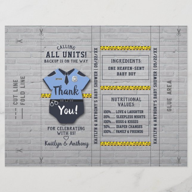 Agente de Polícia Chá de fraldas DIY Candy Bar Wra (Frente)