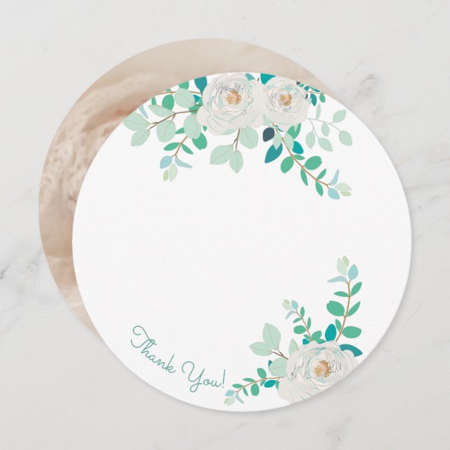 Aggela Round Photo Cartões de agradecimentos (Frente/Verso)