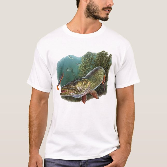 Aggressive Pike Fishing Art T-Shirt – Predator Fis (Frente)