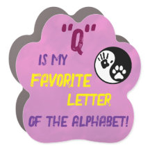Agility themed paw print magnet, Q favorite letter