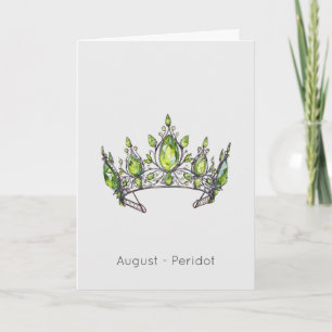 Agosto Birthstone Peridot Crown Birthstone Cartão