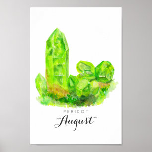 Agosto Birthstone - poster da aguarela   do