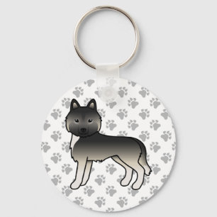 Agouti Siberian Husky Cartoon Dog & Paws Chaveiro