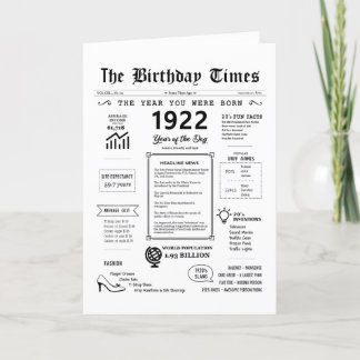 Agradecimento 1922 O Ano Em Que Era Nascer Cartão De Aniversário