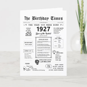 Agradecimento 1927 O Ano Em Que Era Nascer Cartão De Aniversário