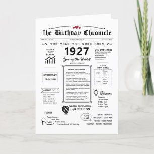 Agradecimento 1927 O Ano Em Que Era Nascer Cartão De Aniversário