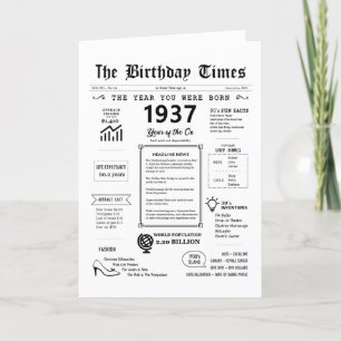 Agradecimento 1937 O Ano Em Que Era Nascer Cartão De Aniversário