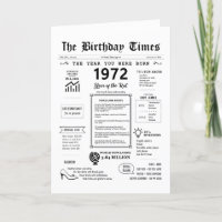 1972 O Ano Em Que Era Nascer Cartão De Aniversário