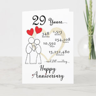 Agradecimento 29º Cartão de Aniversário de Casamento com balões 