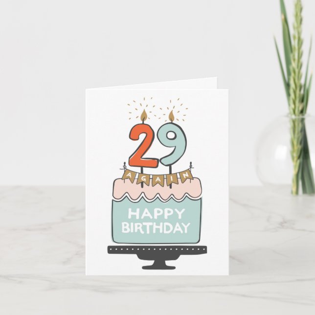 Agradecimento 29 Novamente Cartão de Aniversário (Frente)