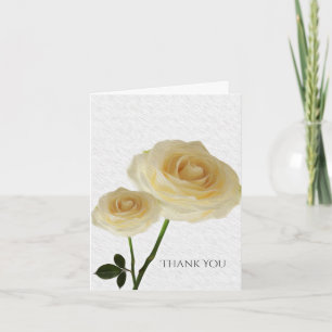 Agradecimento 2 Rosas Brancas Pintadas Cartão de Dobrar Elegante