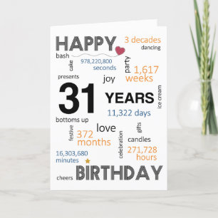 Agradecimento 31º Cartão de Aniversário