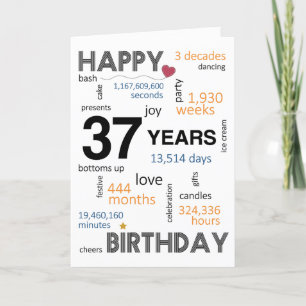 Agradecimento 37.o Cartão de aniversário
