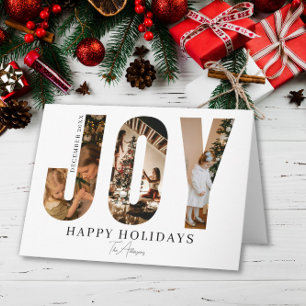Agradecimento 3 JOY Foto Cartão de Natal Personalizado Família