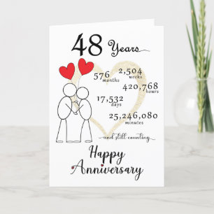 Agradecimento 48º Cartão de Aniversário de Casamento com balões 