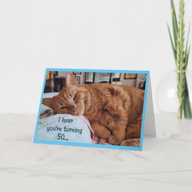 Agradecimento 50.º Cartão de aniversário com gato-do-mato (Frente)