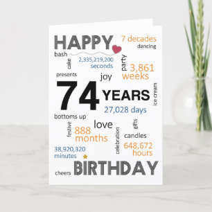 Agradecimento 74.º Cartão de aniversário