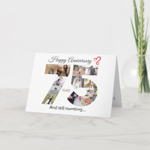 Agradecimento 75º Cartão com fotos de aniversário de casamento