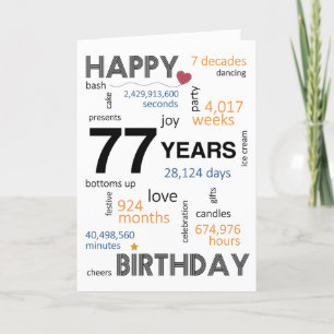 Agradecimento 77.º Cartão de aniversário