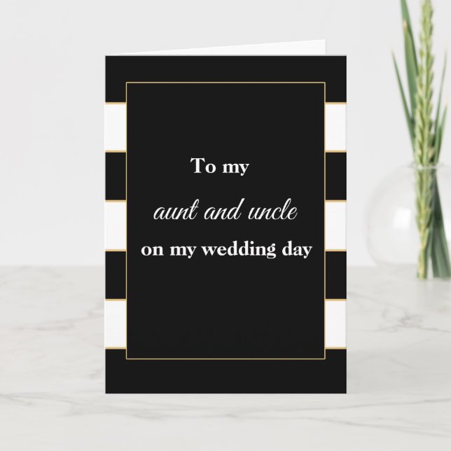 Agradecimento À minha tia e ao meu tio cartão de casamento preto (Frente)