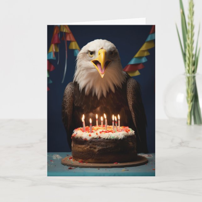Agradecimento Águia Balda com Bolo de Aniversário - Cartão (Frente)