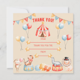 Agradecimento Animais de Circo em Aquarela Cartão de Agradecimen
