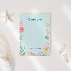 Agradecimento Animais Debaixo do Mar Chá de Bebê Cartão de Agrad
