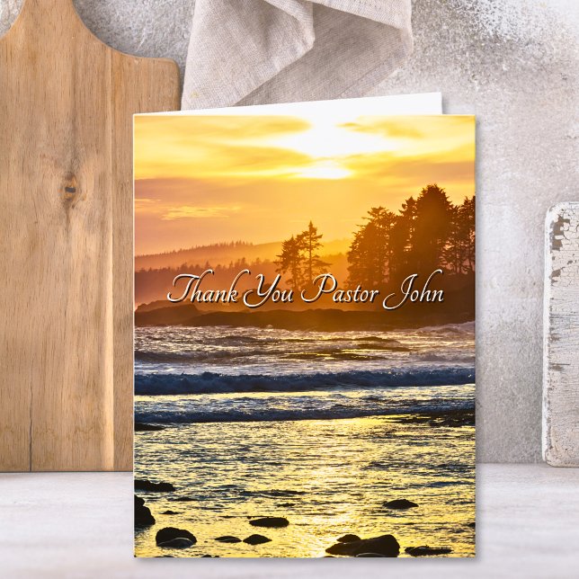 Agradecimento ao Pastor do Nascer do Sol no Oceano (Northwest Ocean Sunrise Pastor Appreciation Thank You Card)