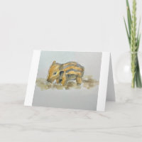 Aquarela de filhote de javali em cartão de agradec