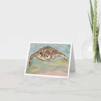 Agradecimento Aquarela de Tartaruga Marinha em Cartão de Agradec