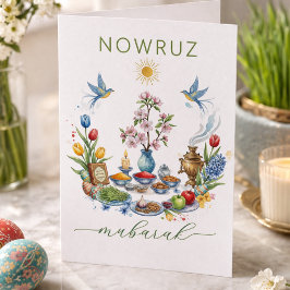 Agradecimento Aquarela Floral Nowruz Mubarak - Cartão de Boas Fe