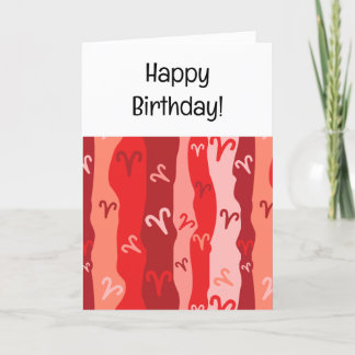 Agradecimento Aries Zodiac Stripes Cartão de Aniversário