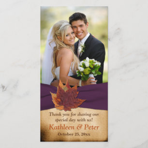 Agradecimento Autum deixa Cartão com fotos de Casamento de FAUX 