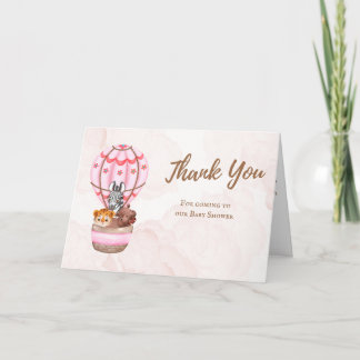 Agradecimento Balão de Ar Quente Rosa Obrigado Cartão de Chá de