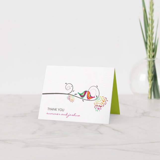 Agradecimento Beijar Pássaros De Verão Casamento Obrigado Cartão (Frente)