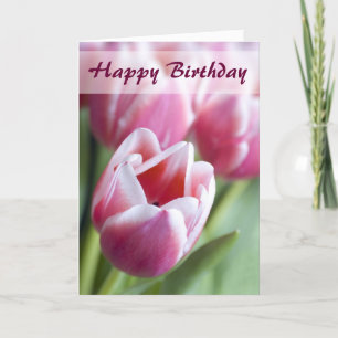 Agradecimento Belo Cartão de Aniversário de Tulipa Rosa