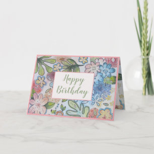 Agradecimento Belo Cartão de Aniversário Feliz Floral