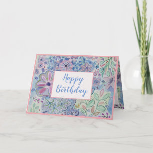 Agradecimento Belo Cartão de Aniversário Feliz Floral