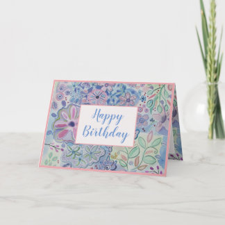Agradecimento Belo Cartão de Aniversário Feliz Floral