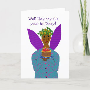 Agradecimento Black Birthday Angel traz um cartão de bolo