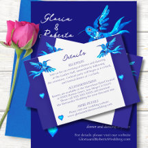 Blue Birds Boho - Cartão de Casamento Mexicano