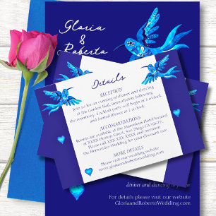 Agradecimento Blue Birds Boho - Cartão de Casamento Mexicano