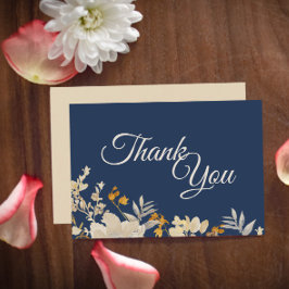 Agradecimento Boho De Outono Azul Dusty Obrigado Cartão Plano